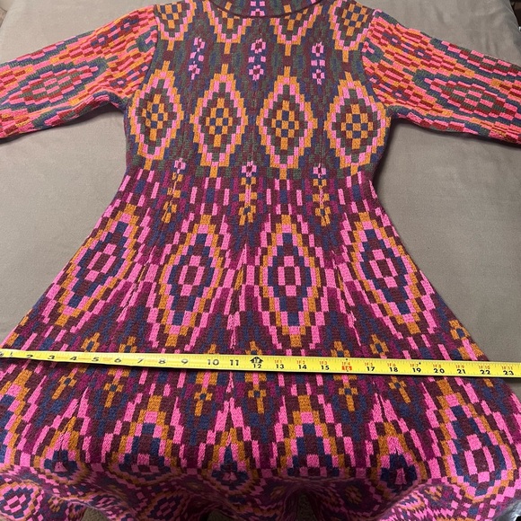 NWOT Farm Rio Tapestry Scarf Sweater Dress Colorful Geometric Design Long Sleeve - Picture 9 of 13
